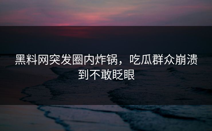 黑料网突发圈内炸锅，吃瓜群众崩溃到不敢眨眼