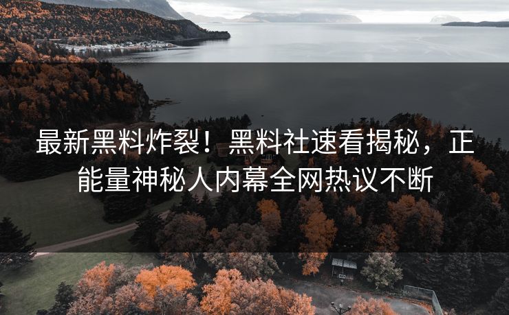 最新黑料炸裂！黑料社速看揭秘，正能量神秘人内幕全网热议不断