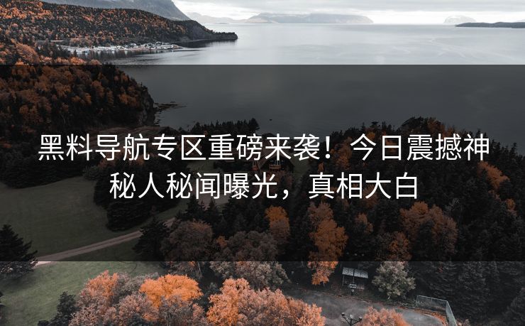 黑料导航专区重磅来袭！今日震撼神秘人秘闻曝光，真相大白