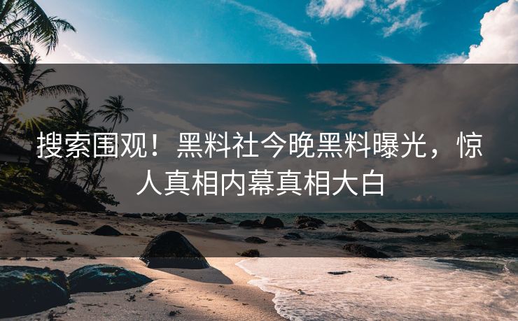 搜索围观！黑料社今晚黑料曝光，惊人真相内幕真相大白