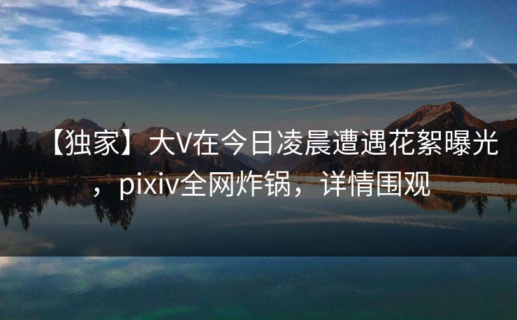 【独家】大V在今日凌晨遭遇花絮曝光，pixiv全网炸锅，详情围观