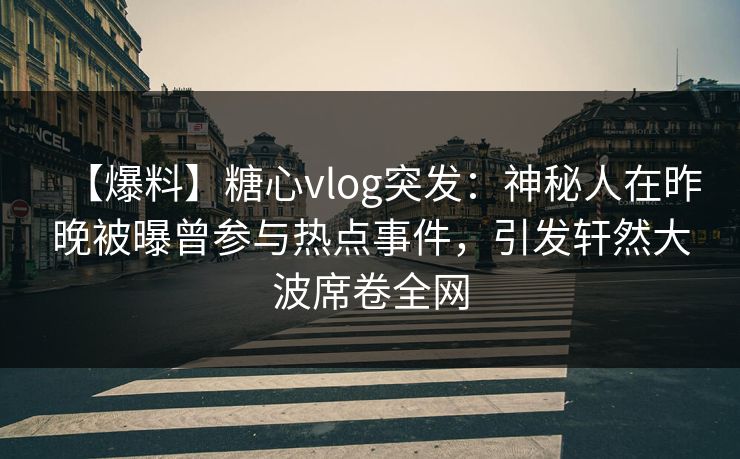 【爆料】糖心vlog突发：神秘人在昨晚被曝曾参与热点事件，引发轩然大波席卷全网