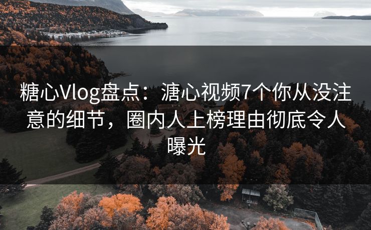 糖心Vlog盘点：溏心视频7个你从没注意的细节，圈内人上榜理由彻底令人曝光