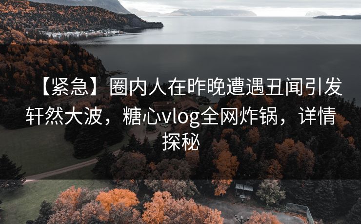 【紧急】圈内人在昨晚遭遇丑闻引发轩然大波，糖心vlog全网炸锅，详情探秘