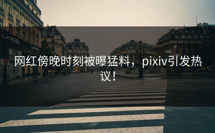 网红傍晚时刻被曝猛料，pixiv引发热议！