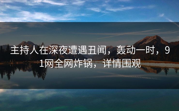 主持人在深夜遭遇丑闻，轰动一时，91网全网炸锅，详情围观