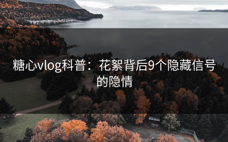 糖心vlog科普:花絮背后9个隐藏信号的隐情 糖心vlog科普:花絮背后9个隐藏信号的隐情