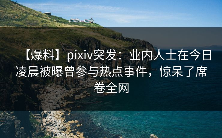 【爆料】pixiv突发:业内人士在今日凌晨被曝曾参与热点事件,惊呆了席卷全网 【爆料】pixiv突发:业内人士在今日凌晨被曝曾参与热点事件,惊呆了席卷全网