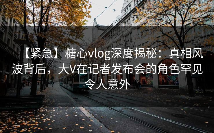 【紧急】糖心vlog深度揭秘：真相风波背后，大V在记者发布会的角色罕见令人意外